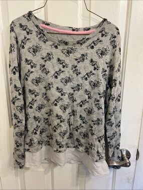 Gray Minnie Mouse Print Layered-Look Sweater